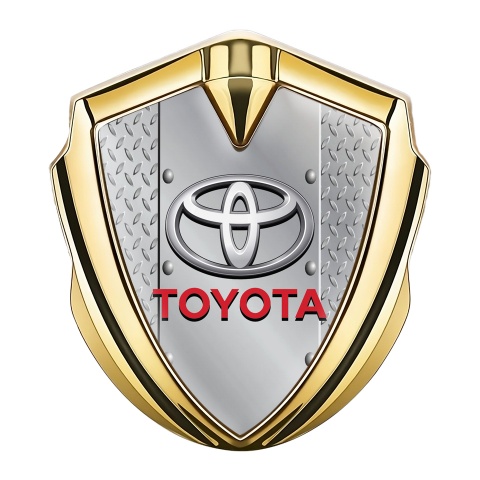 Toyota Bodyside Domed Emblem Gold Treadplate Red Characters Logo