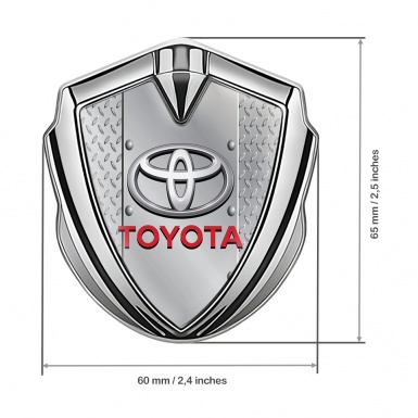 Toyota Bodyside Domed Emblem Silver Treadplate Red Characters Logo