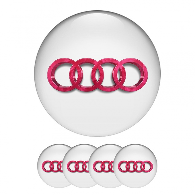 Audi Center Hub Dome Stickers Ultramodern Red Emblem