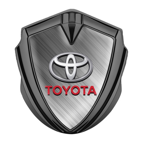 Toyota 3D Car Metal Domed Emblem Graphite Brushed Steel Oval Design