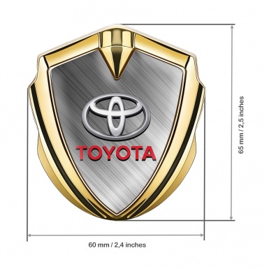 Toyota 3D Car Metal Domed Emblem Gold Brushed Steel Oval Design