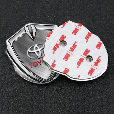 Toyota 3D Car Metal Domed Emblem Silver Brushed Steel Oval Design
