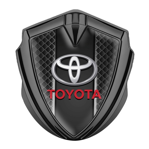 Toyota Emblem Badge Self Adhesive Graphite Grey Net Red Characters Logo