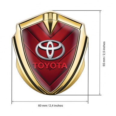 Toyota Emblem Fender Badge Gold Crimson Mesh Plates Oval Logo