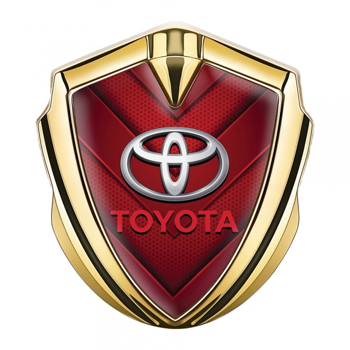 Toyota Emblem Fender Badge Gold Crimson Mesh Plates Oval Logo