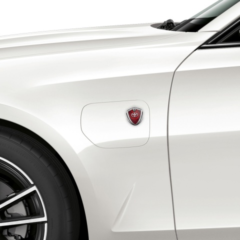 Toyota Emblem Fender Badge Silver Crimson Mesh Plates Oval Logo