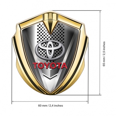 Toyota Fender Emblem Badge Gold Futuristic Metal Pattern Elliptic Logo