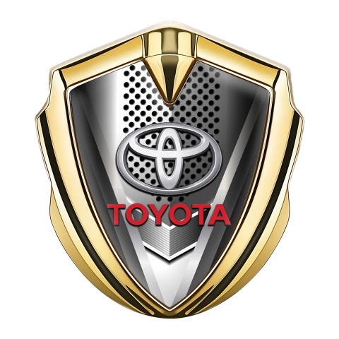 Toyota Fender Emblem Badge Gold Futuristic Metal Pattern Elliptic Logo