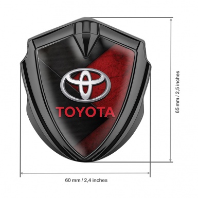 Toyota Emblem Trunk Badge Graphite Overlapping Pattern Red Characters