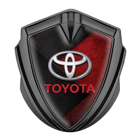 Toyota Emblem Trunk Badge Graphite Overlapping Pattern Red Characters