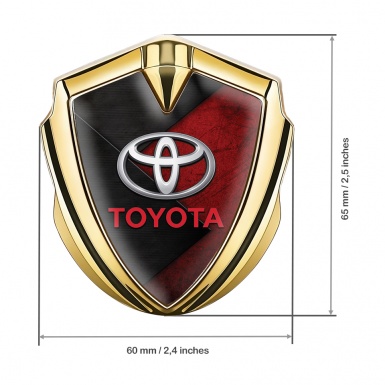 Toyota Emblem Trunk Badge Gold Overlapping Pattern Red Characters