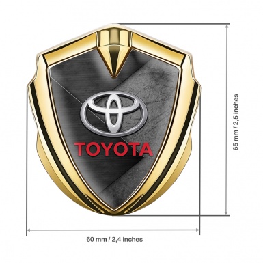 Toyota Emblem Self Adhesive Gold Grey Crossed Panels Oval Design