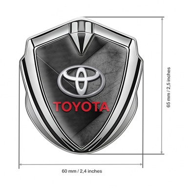 Toyota Emblem Self Adhesive Silver Grey Crossed Panels Oval Design