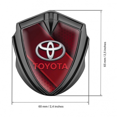 Toyota Bodyside Emblem Badge Graphite Hex Base Red Ribbon Variant