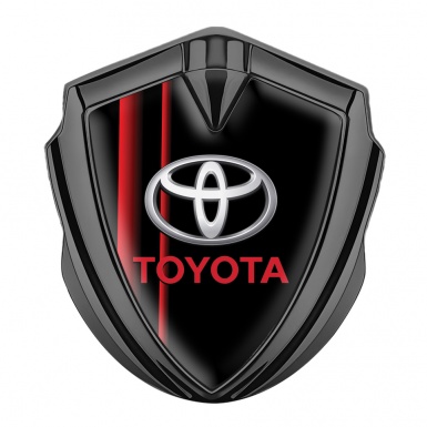 Toyota Emblem Badge Self Adhesive Graphite Black Red Stripes Oval Motif