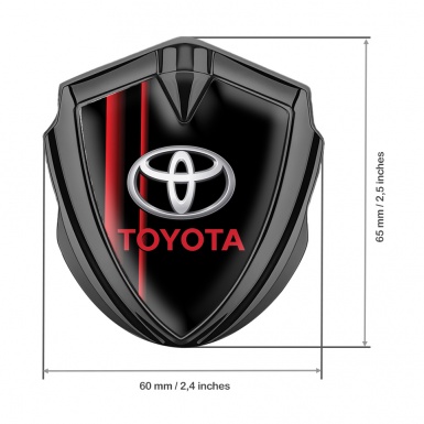 Toyota Emblem Badge Self Adhesive Graphite Black Red Stripes Oval Motif