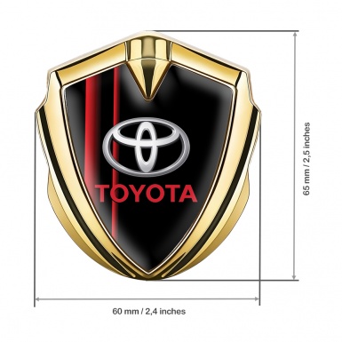 Toyota Emblem Badge Self Adhesive Gold Black Red Stripes Oval Motif