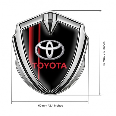 Toyota Emblem Badge Self Adhesive Silver Black Red Stripes Oval Motif