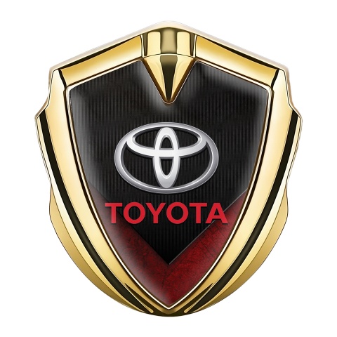 Toyota Emblem Fender Badge Gold Charcoal Crest Red Element Design