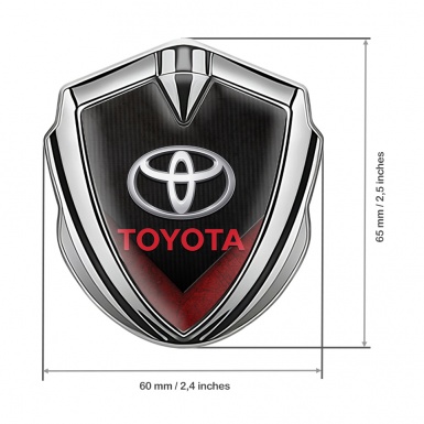 Toyota Emblem Fender Badge Silver Charcoal Crest Red Element Design