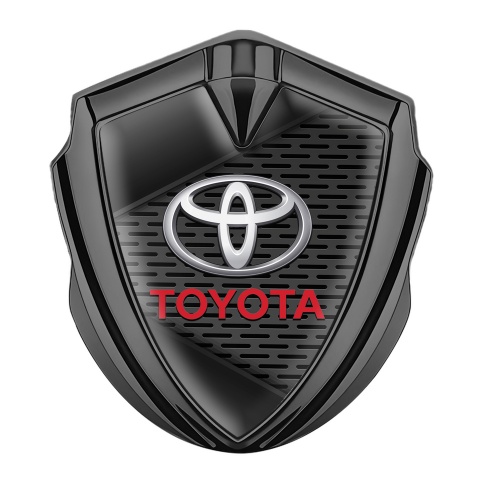 Toyota Fender Emblem Badge Graphite Charcoal Grate Red Characters