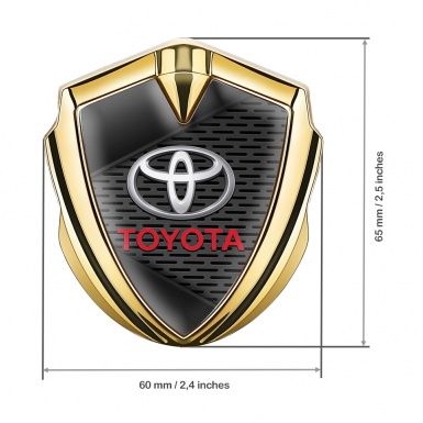 Toyota Fender Emblem Badge Gold Charcoal Grate Red Characters