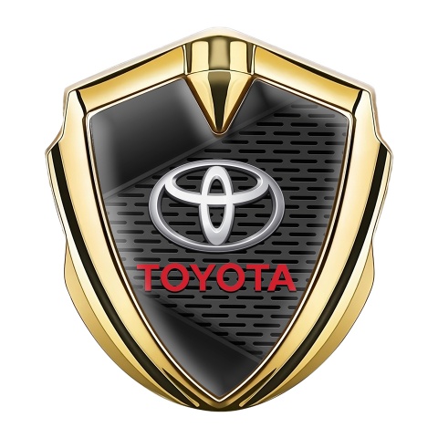 Toyota Fender Emblem Badge Gold Charcoal Grate Red Characters