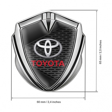Toyota Fender Emblem Badge Silver Charcoal Grate Red Characters