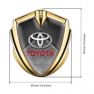 Toyota Emblem Trunk Badge Gold Honeycomb Pattern Oval Design