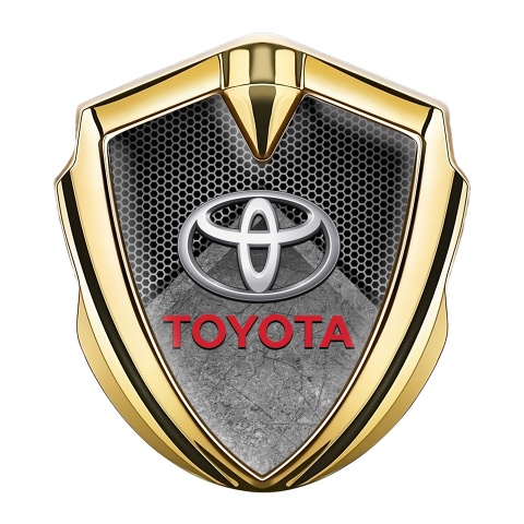 Toyota Emblem Trunk Badge Gold Honeycomb Pattern Oval Design