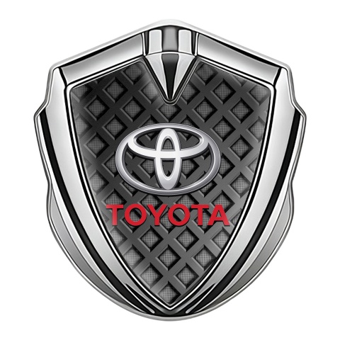 Toyota Emblem Self Adhesive Silver Waffle Effect Red Characters Edition