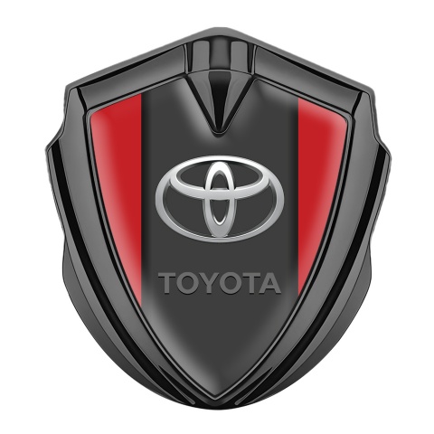Toyota Metal Emblem Self Adhesive Graphite Red Base Elliptic Logo Design
