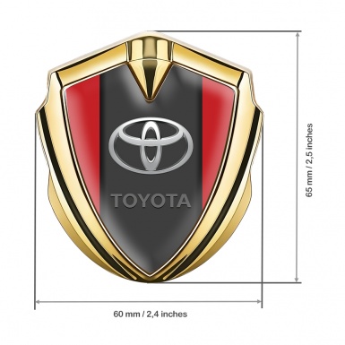 Toyota Metal Emblem Self Adhesive Gold Red Base Elliptic Logo Design