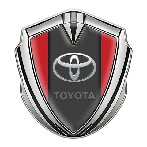 Toyota Metal Emblem Self Adhesive Silver Red Base Elliptic Logo Design