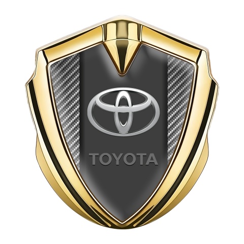Toyota Emblem Badge Self Adhesive Gold Light Carbon Base Elliptic Logo