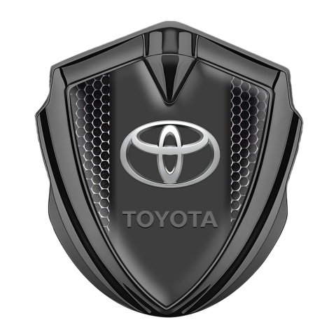 Toyota Emblem Fender Badge Graphite Perforated Grate Oval Logo Edition