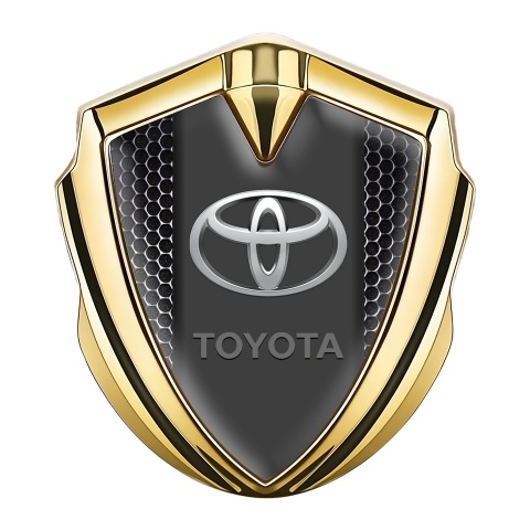 Toyota Emblem Fender Badge Gold Perforated Grate Oval Logo Edition