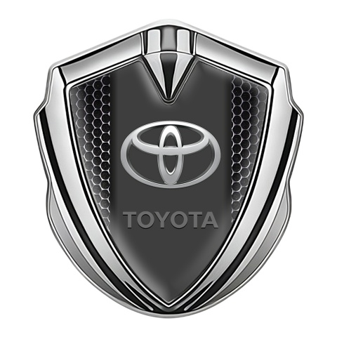 Toyota Emblem Fender Badge Silver Perforated Grate Oval Logo Edition