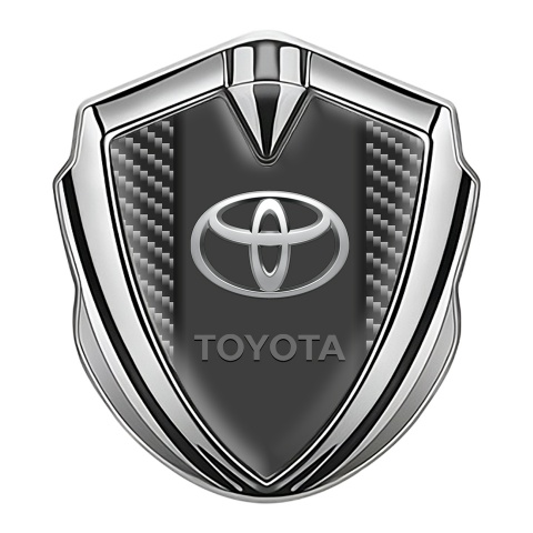 Toyota Emblem Trunk Badge Silver Dark Carbon Chromatic Logo Design