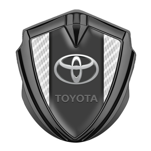 Toyota Emblem Self Adhesive Graphite White Carbon Frame Elliptic Design