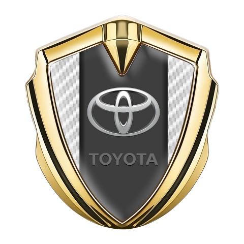 Toyota Emblem Self Adhesive Gold White Carbon Frame Elliptic Design