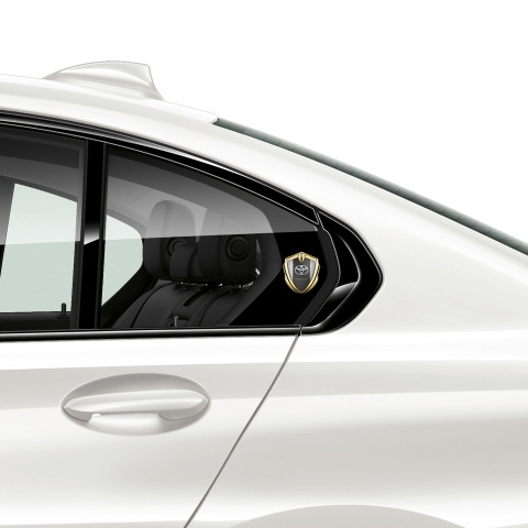 Toyota Emblem Self Adhesive Gold White Carbon Frame Elliptic Design