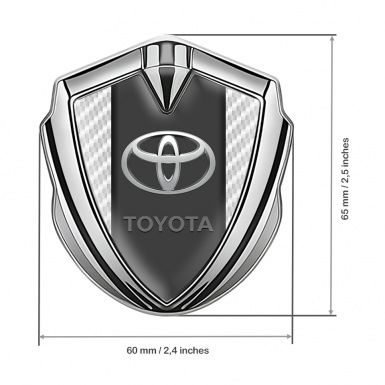 Toyota Emblem Self Adhesive Silver White Carbon Frame Elliptic Design