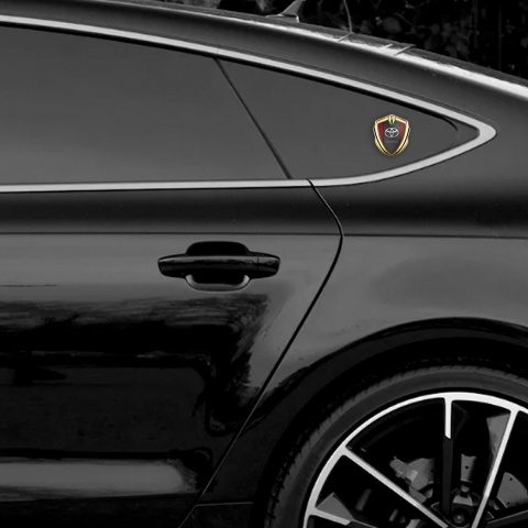 Toyota Bodyside Emblem Badge Gold Red Carbon Sides Oval Logo