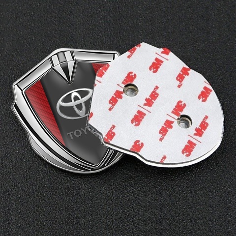Toyota Bodyside Emblem Badge Silver Red Carbon Sides Oval Logo