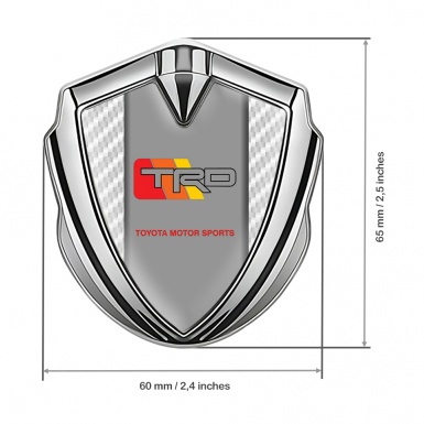 Toyota TRD Metal Emblem Self Adhesive Silver White Carbon Frame Design