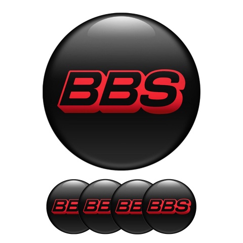BBS Wheel Center Cap Domed Stickers Black and Red Logo