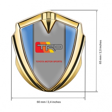 Toyota TRD Emblem Badge Self Adhesive Gold Blue Sides Tricolor Design