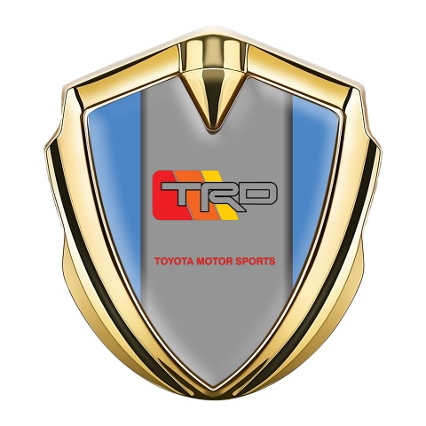 Toyota TRD Emblem Badge Self Adhesive Gold Blue Sides Tricolor Design