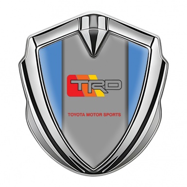 Toyota TRD Emblem Badge Self Adhesive Silver Blue Sides Tricolor Design